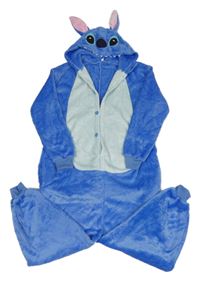Modrá chlupatá kombinéza - Stitch s kapucí 