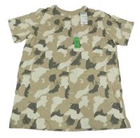 Hnědo-béžové-šedé vzorované tričko Primark