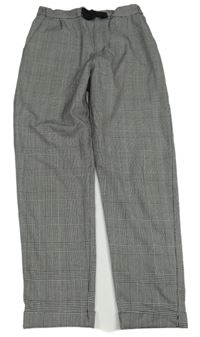 Šedo-černé kostkované kalhoty H&M