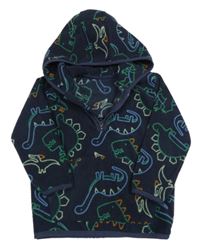 Tmavomodrá fleecová mikina s dinosaury a kapucí zn. M&Co