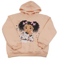 Světlerůžová mikina s dívkou a kapucí zn. Shein