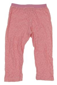 Růžové krajkové capri legíny