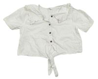 Bílá puntíkatá crop halenka s límckem Next