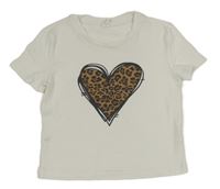 Bílé crop tričko se vzorovaným srdíčkem SHEIN