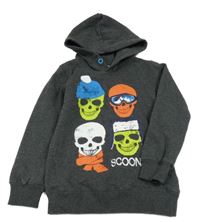 Tmavošedá mikina s lebkami a kapucí Dopodopo