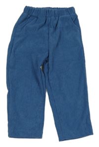 Modré žebrované teplákové kalhoty