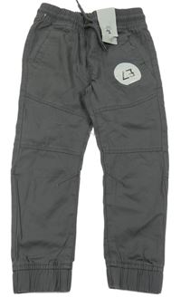 Nové - Tmavošedé plátěné cuff kalhoty Tu