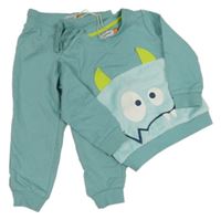 Nové - 2set - Modrozelená mikina s příšerkou + tepláky Lily & Dan