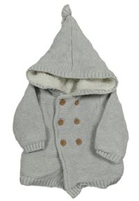 Šedý propínací zateplený svetr s kapucí F&F