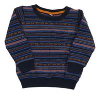 Tmavomodro-modro-oranžový pruhovaný svetr M&S