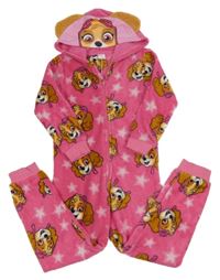 Růžová chlupatá kombinéza se Skye a kapucí Nickelodeon 