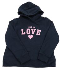 Tmavomodrá mikina s nápisem a kapucí H&M