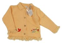 Nové - Meruňkový propínací svetr s Púem Disney