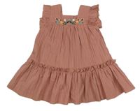 Starorůžové plisované šaty s kytičkami Shein