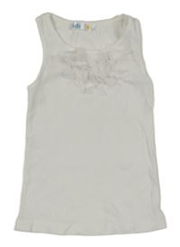 Bílý žebrovaný top s kytičkami M&S