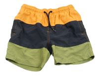 Oranžovo-khaki-tmavomodré plážové kraťasy Pepperts