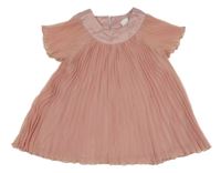 Růžové šifonové plisované šaty H&M