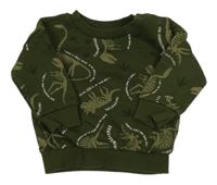 Khaki mikina s kostrami dinosaurů a nápisy PRIMARK