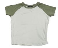 Bílo-khaki žebrované crop tričko New Look