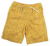 Hořčicové plátěné kraťasy se vzorem Primark