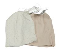 Nové - 2x - Světlerůžová + bílá čepice s puntíky H&M