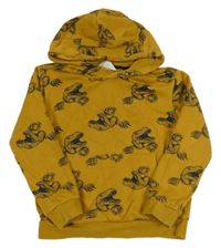 Okrová mikina s dinosaury a kapucí zn. H&M