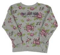 Šedá kytičkovaná mikina s nápisem Alive 