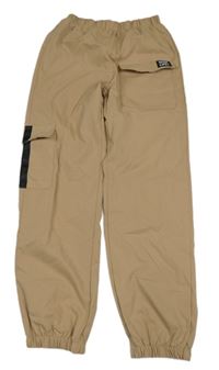 Béžové lehké cuff kalhoty s nápisem Shein