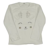 Bílé fleecové pyžamové triko se sobem