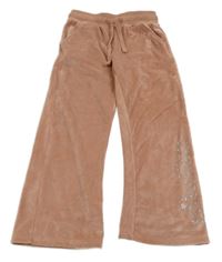 Starorůžové sametové kalhoty s nápisem z kamínků Ellesse