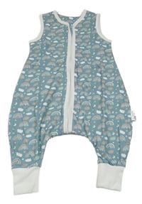 Modro-bílý spací pytel s mráčky a duhami 