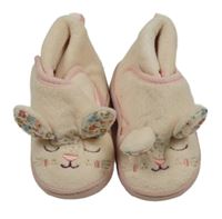 Nové - Pudrovo-růžové plyšové capáčky se zajíčkem Gémo vel. 19