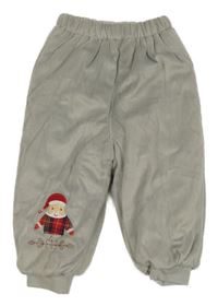 Šedé plyšové zateplené tepláky se Santou 