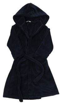 Tmavomodrý chlupatý župan s kapucí M&S