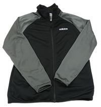 Černo-šedá propínací sportovní mikina s logem Adidas