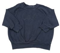 Tmavomodrá oversize mikina s dinosaurem George 