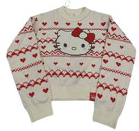 Smetanovo-červený vzorovaný crop svetr s Kitty H&M