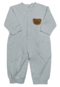 Světlemodrý žebrovaný overal s medvídkem 