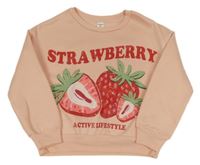 Broskvová mikina s jahodami Shein