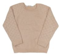 Světlerůžový chlupatý vzorovaný svetr Minoti 