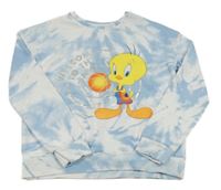 Modro-bílá batikovaná mikina s Tweetym 