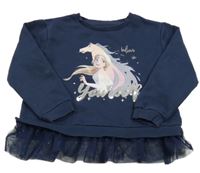 Tmavomodrá oversize mikina s Elsou a síťovinou C&A