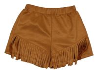 Béžové semišové kraťasy s třásněmi