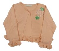 Broskvový propínací svetr s květem American Eagle