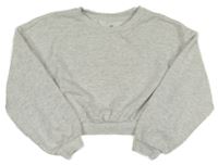 Šedá melírovaná crop mikina s nápisem H&M