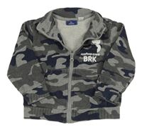 Šedo-tmavomodrá army propínací mikina s nápisem Chicco