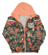 Khaki-růžová army propínací sportovní mikina s kapucí LC Waikiki