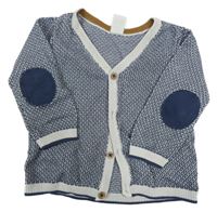 Tmavomodro-bílý vzorovaný propínací svetr s náloketníky H&M