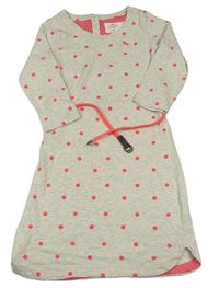 Světlešedo-smetanové melírované puntíkaté šaty s páskem H&M