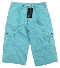 Azurové cargo capri plátěné kalhoty zn. Blue Seven 